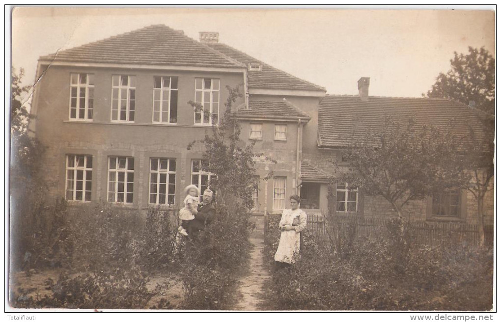 HEILIGENTHAL Gerbstedt Mansfeld Er Land Schule Von Der Gartenseite Belebt Soldatenkarte 28.9.1913 Private Fotokarte - Gerbstedt