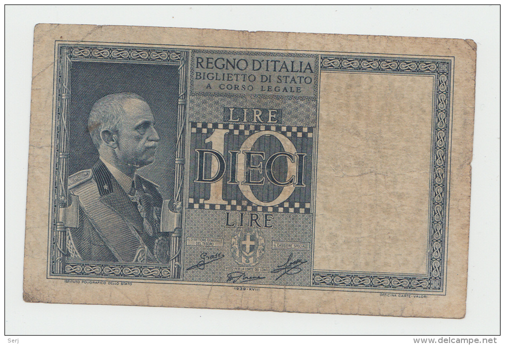 ITALY 10 Lire 1939 "F" Pick 25c 25 C - Regno D'Italia – 10 Lire