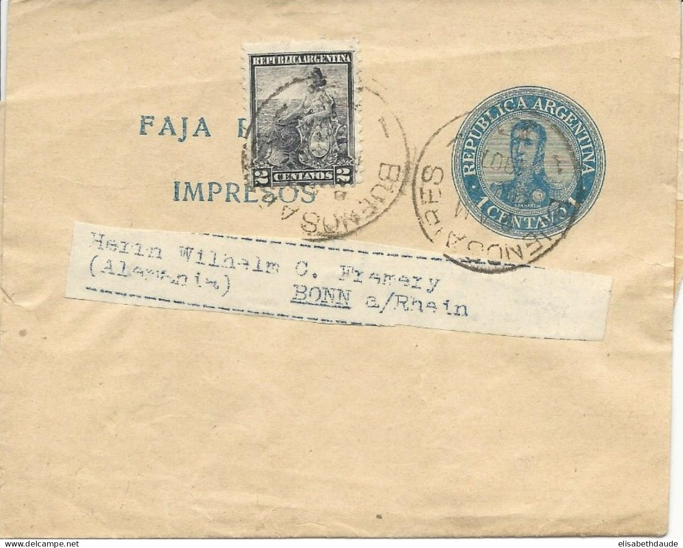 ARGENTINA - 1907 - BANDE ENTIER POSTAL Pour BONN (GERMANY) - Interi Postali
