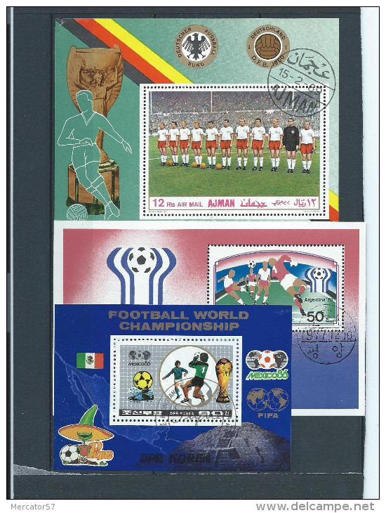 FOOTBALL : 3 Blocs Oblitérés - Used Stamps