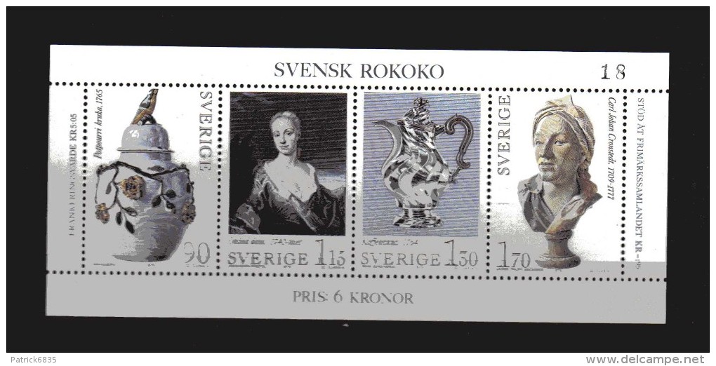 Svezia ** . 1979 - Arte Del Rococò Svedese.  BF.7.    MNH - Blocs-feuillets