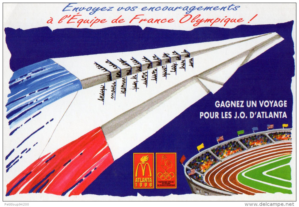 CARTE POSTALE  JEUX OLYMPIQUES/CONCORDE/mcDonald's  Atlanta  1996 - Jeux Olympiques