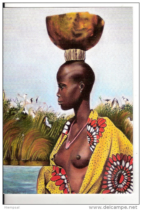 JEUNE FEMME A LA  CALBASSE   ( PASTEL )) - Africa