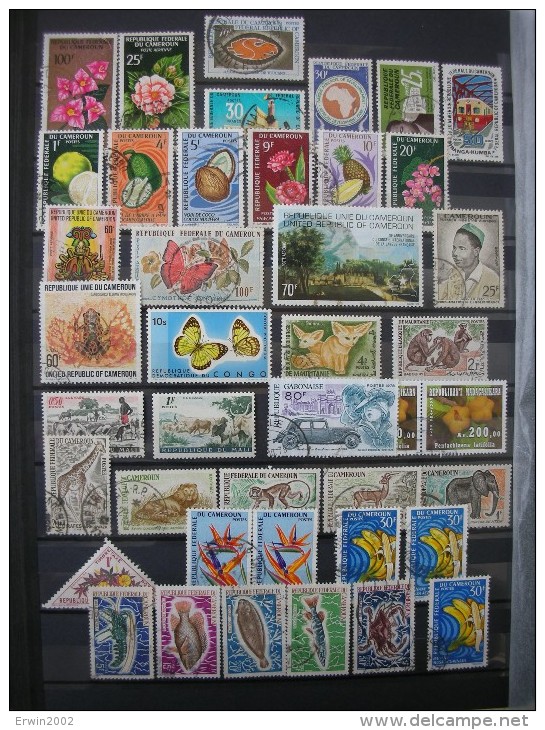 3 à 4000 timbres  France, colonies et monde oblitérés et quelques neufs