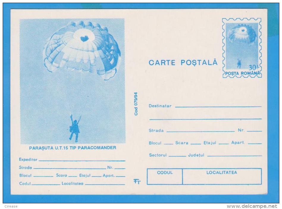 SPORT PARACHUTTING ROMANIA POSTAL STATIONERY - Parachutting