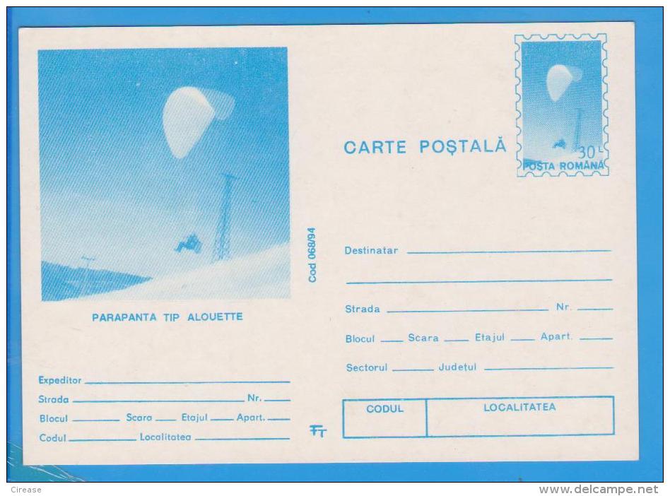 SPORT PARACHUTTING ROMANIA POSTAL STATIONERY - Parachutisme