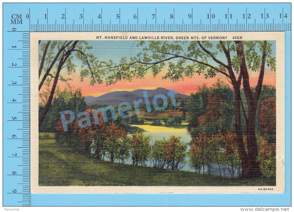 CPSM, Vermount  ( Mt. Mansfield And Lamoille Rever Green Mts.  ) Linen Postcard Recto/Verso - Autres & Non Classés