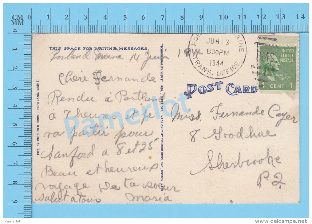 CPSM, Maine ( 1944, Cape Elisabeth Life Saving Station Cover Portland 1944Trans Office) Linen Postcard Recto/Verso - Portland
