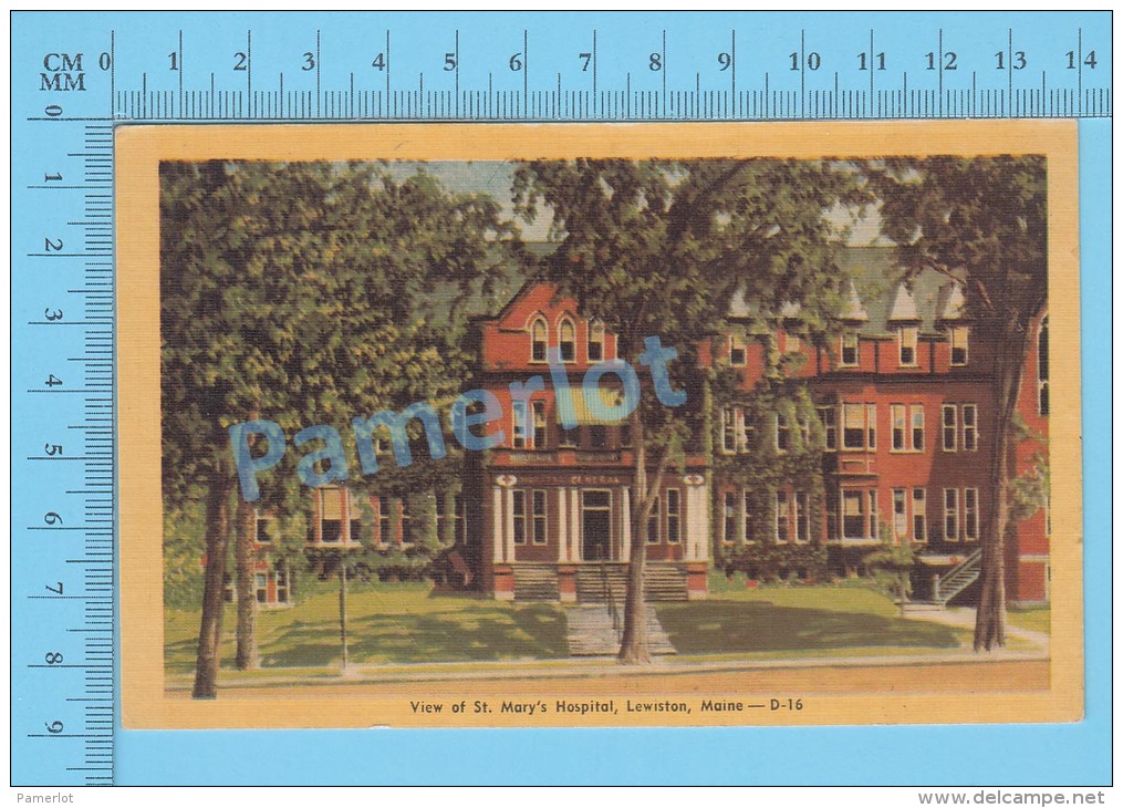 CPSM, Maine ( View Of St. Mary's Hospital) Linen Postcard Recto/Verso - Lewiston