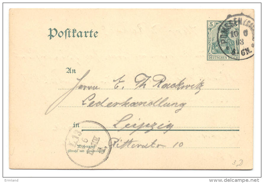 GS Deutsche Reichspost 1903 Von Pomssen Nach Leipzig - Other & Unclassified
