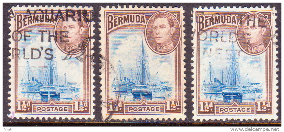 BERMUDA 1938-45 SG #111,a,b 1½d VF Used All 3 Shades Listed In SG - Bermuda