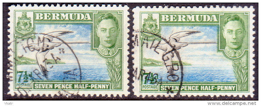 BERMUDA 1941 SG #114b,c 7½d VF Used Both Shades - Bermuda