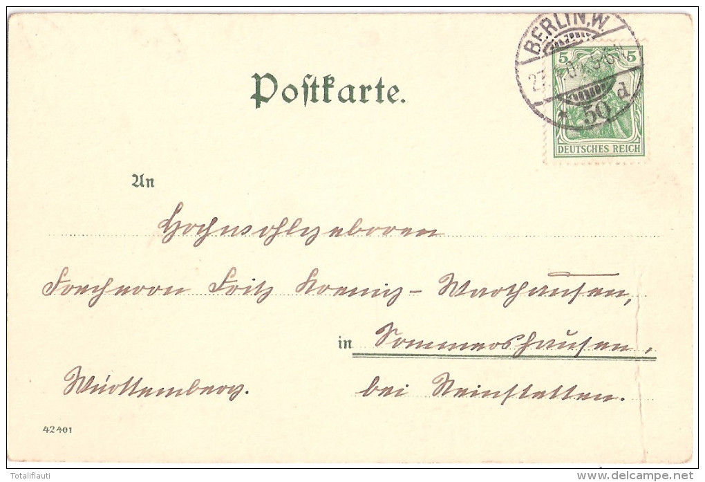 BERLIN Spreeufer Hinter D Zelten Künstlerkarte Signiert Kley 27.4.1904 Autograf Adel An Freiherrn Von Koenig Warthausen - Kley