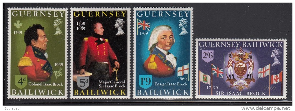 Guernsey MNH Scott #24-#27 Set Of 4 Sir Isaac Brock, Commander Of Quebec Garrison - Militaria