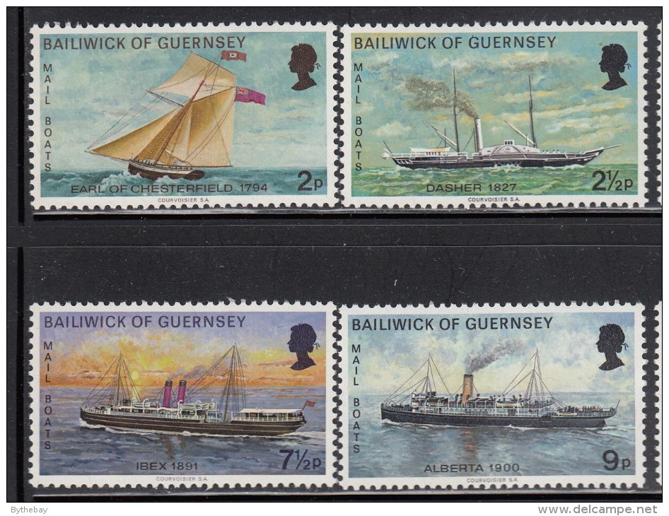 Guernsey MNH Scott #64-#67 Set Of 4 Mail Boats - Bateaux