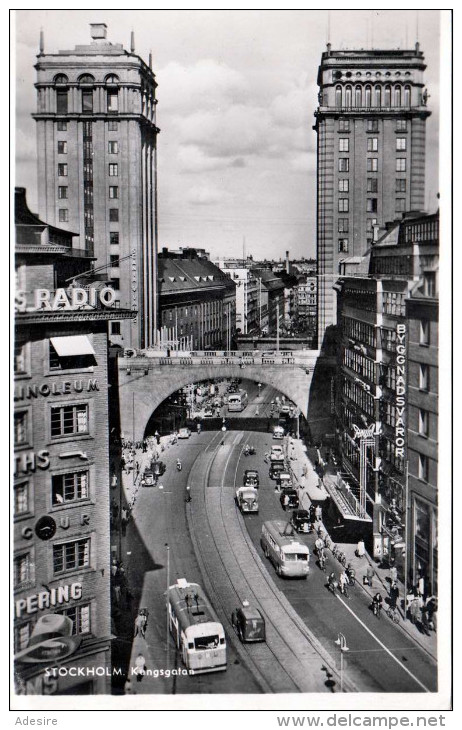 STOCKHOLM KUNGSGATAN, Tolle Fotansicht, Belebte Strasse, Zensur, Karte Gel.1950 V.Järna > Wien - Suecia