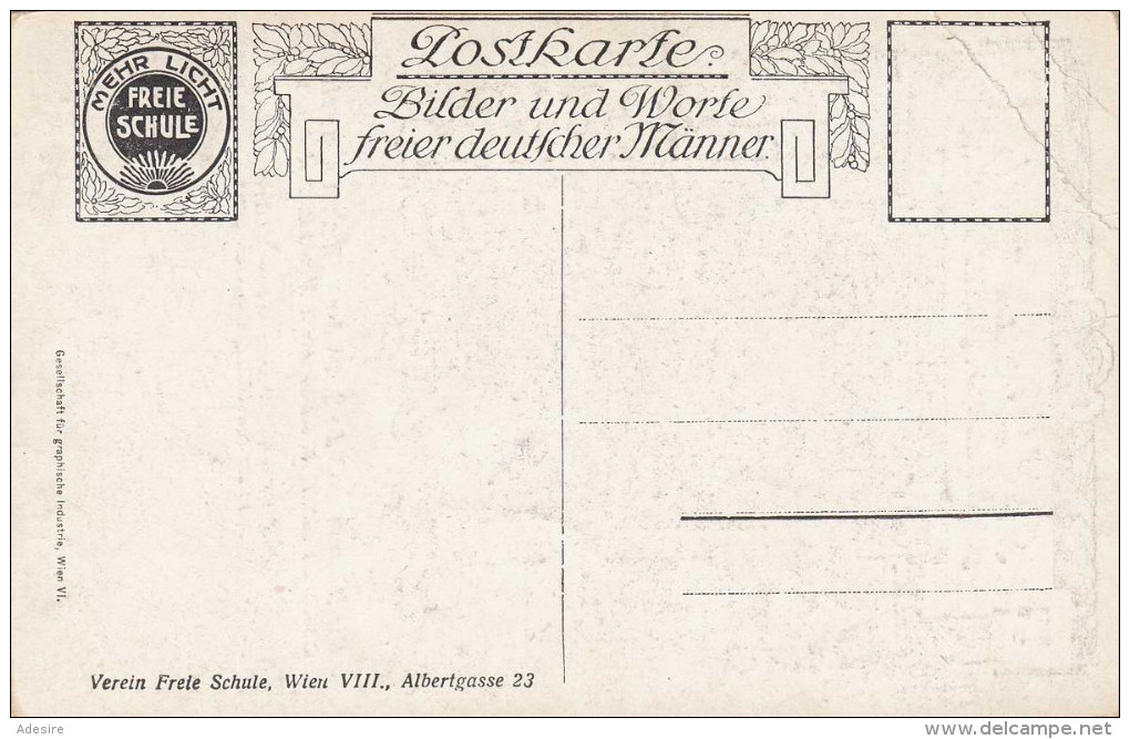 J.H.Pestalozzi, Postkarte Bilder Und Worte Freier Deutscher Männer, Verein Freie Schule Wien, Eckknick - Historische Persönlichkeiten
