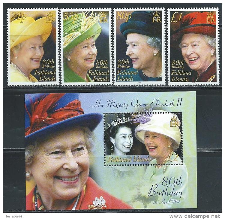 Falkland Islands    "Queen Elizabeth"      Set & Souv. Sheet    SC# 900-04   MNH - Falkland Islands