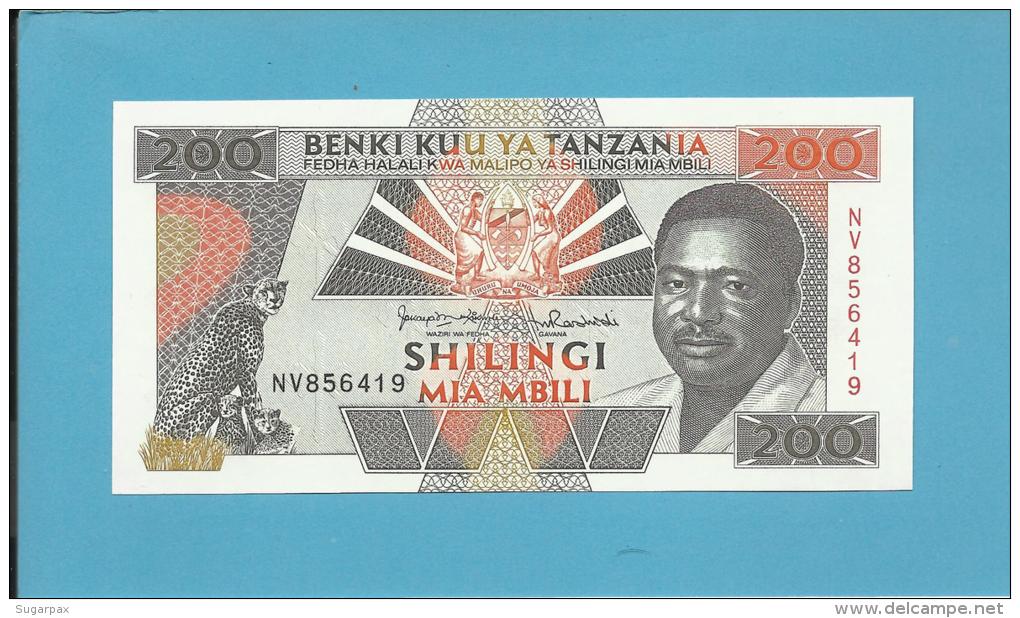 TANZANIA -200 SHILINGI - ND ( 1993 ) - UNC. - P 25.b - Sign. 11 - Serie NV - President Mwinyi/2 Fisherman - BENKI KUU YA - Tanzania