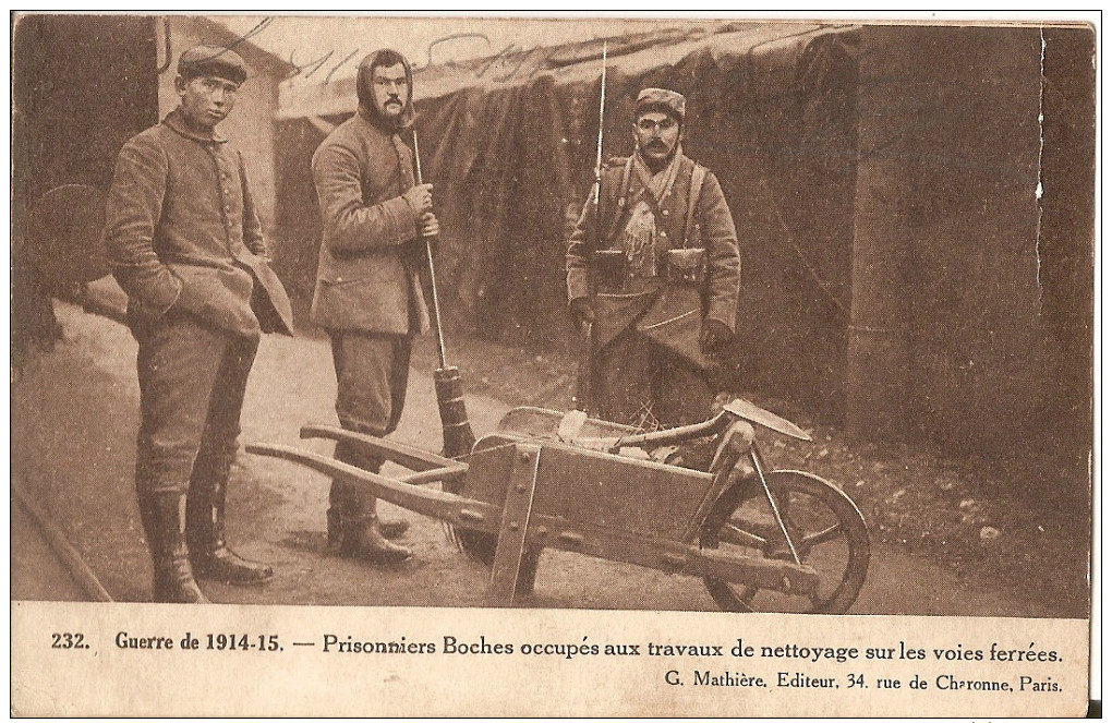 Prisonniers Boches-nettoyage Des Voies Ferrées Franchises Militaire-tresor  712 - War 1914-18