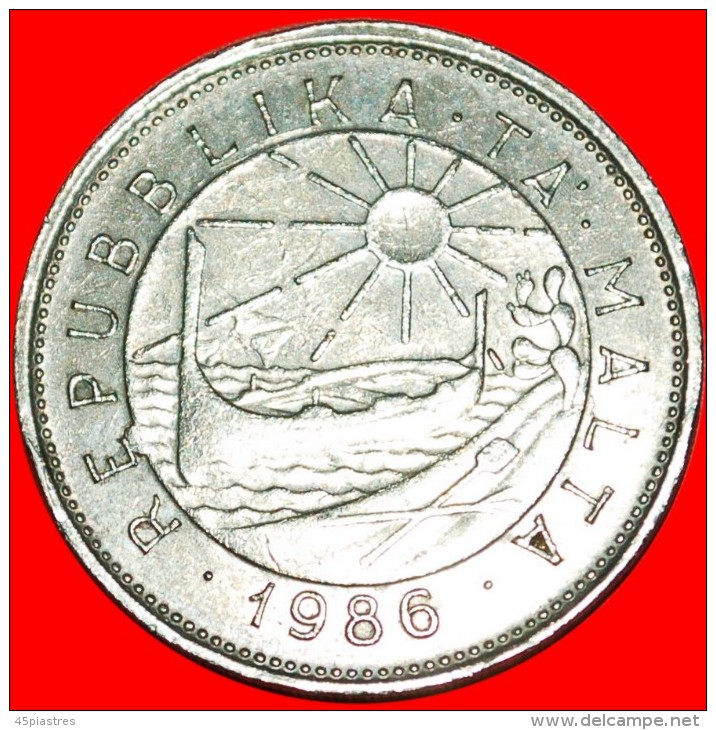 * SUN AND BOAT: MALTA 25 CENTS 1986! LOW START&#9733;NO RESERVE! SHIP - Malte