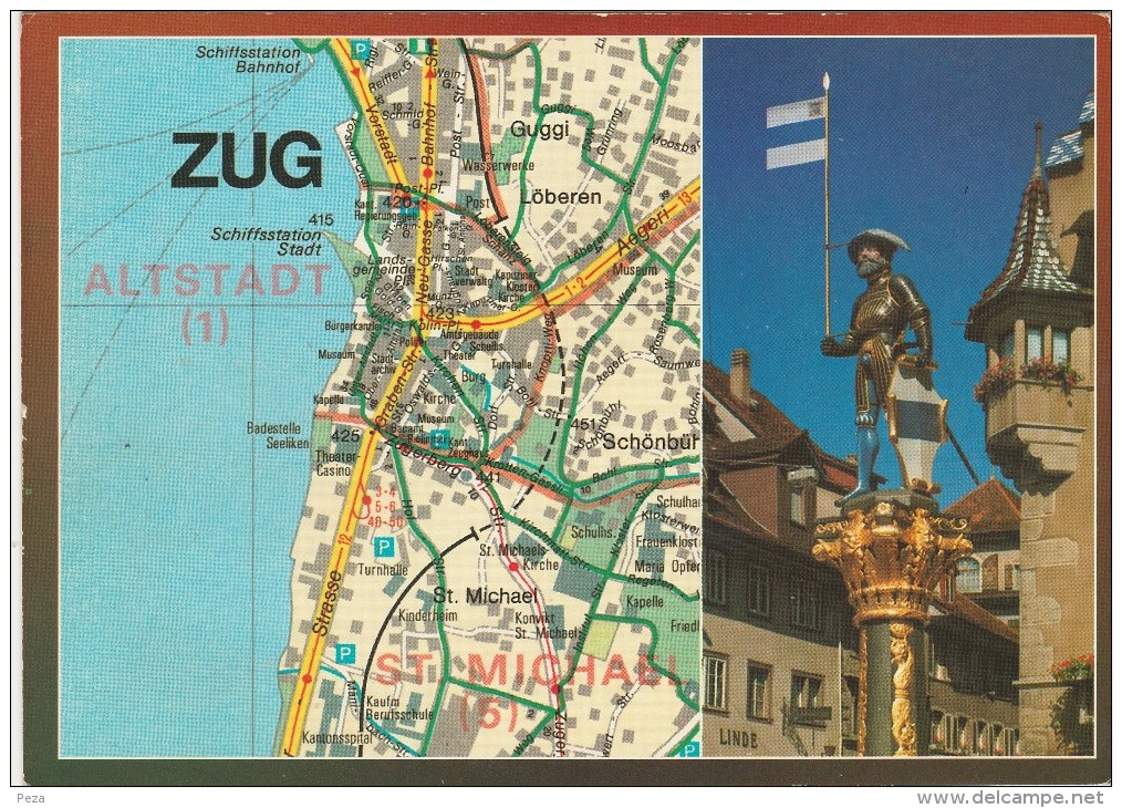 AK MAP, Citymap, Stadtplan **ZUG** Schweiz - Cartes Géographiques