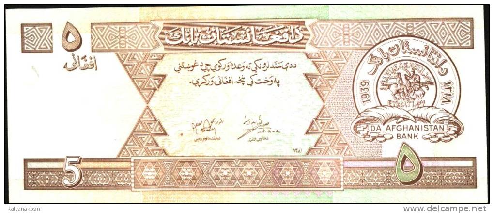 AFGHANISTAN P66 5  AFGHANIS  SH1381 2002 Signature 15   UNC. - Afghanistan