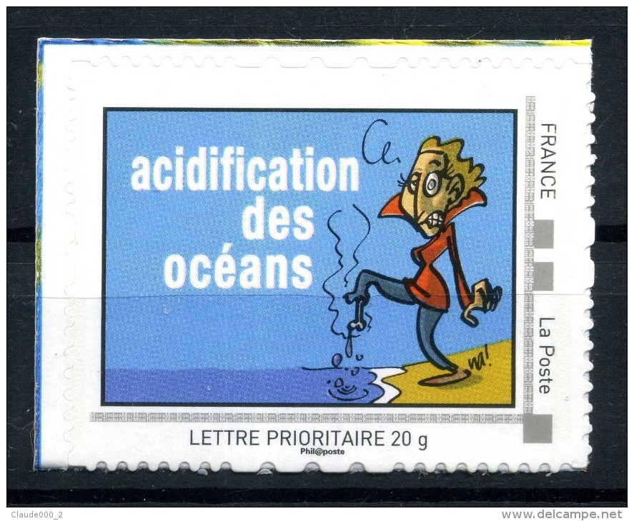 Acidification Des Océans .  Adhésif Neuf ** . Collector  "  SAUVONS LES OCEANS  " - Collectors