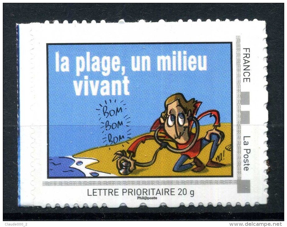 La Plage , Un Milieu Vivant .  Adhésif Neuf ** . Collector  "  SAUVONS LES OCEANS  " - Collectors