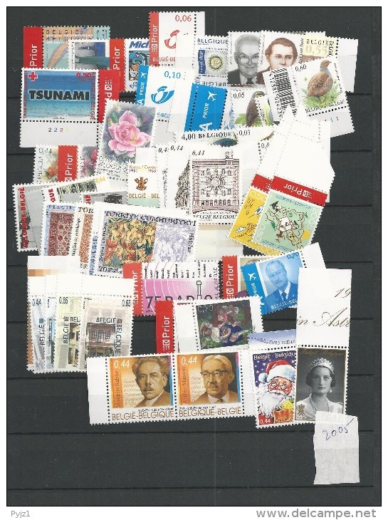 2005 MNH België, Belgique, Year Almost Complete, Postfris - Full Years
