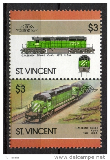 St. Vincent 1986 - Locomotive Ferroviarie Railway Locomotives Treni Trains MNH ** - St.Vincent (1979-...)