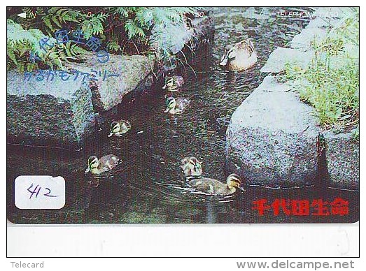 Télécarte Japon * OISEAU * CANARD * (412) MANDARIN * DUCK BIRD PHONECARD JAPAN * ENTE VOGEL * TELEFONKARTE * EEND - Hühnervögel & Fasanen