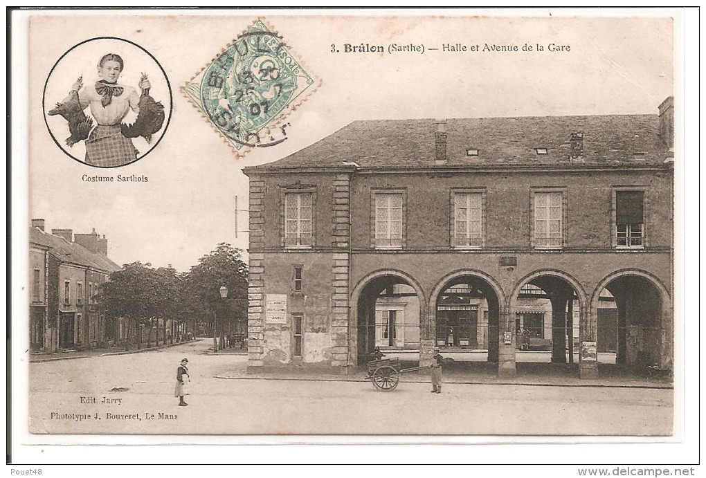 72 - BRULON - Halle Et Avenue De La Gare - Brulon