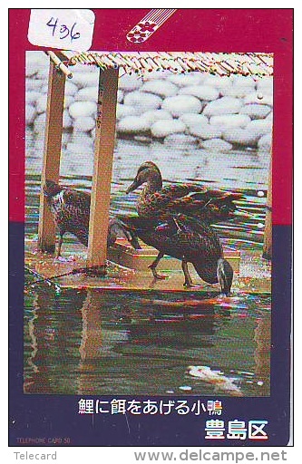 Télécarte Japon * OISEAU * CANARD * (436) MANDARIN * DUCK BIRD PHONECARD JAPAN * ENTE VOGEL * TELEFONKARTE * EEND - Gallináceos & Faisanes