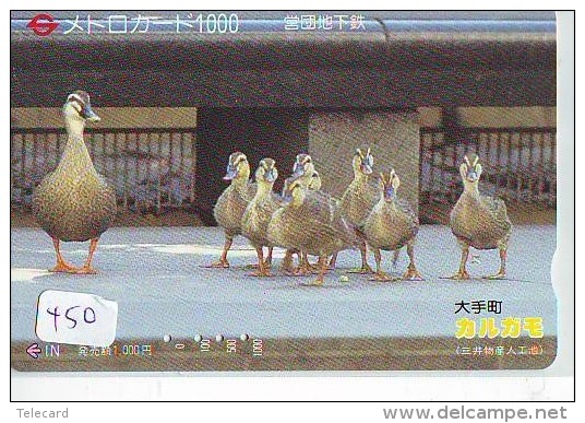 Télécarte Japon * OISEAU * CANARD * (450) MANDARIN * DUCK BIRD PHONECARD JAPAN * ENTE VOGEL * TELEFONKARTE * EEND - Galline & Gallinaceo