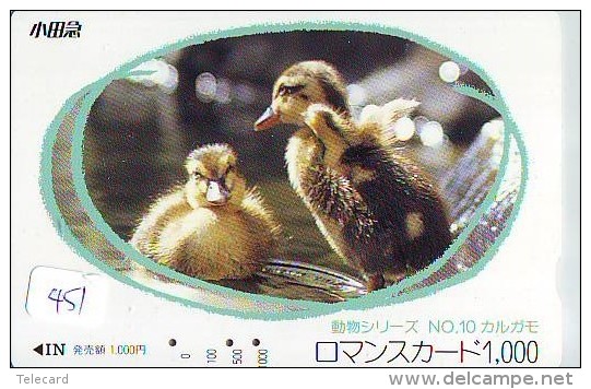 Télécarte Japon * OISEAU * CANARD * (451) MANDARIN * DUCK BIRD PHONECARD JAPAN * ENTE VOGEL * TELEFONKARTE * EEND - Galline & Gallinaceo