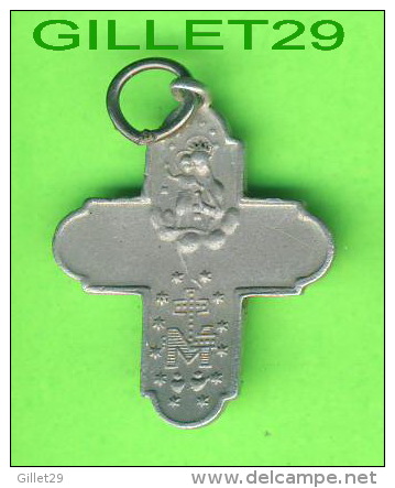 MÉDAILLE RELIGIEUSE - CROIX AVEC SACRÉ COEUR, VIERGE, JÉSUS, SAINT JOEPH - - Religion &  Esoterik