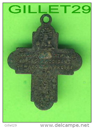 MÉDAILLE RELIGIEUSE - CROIX AVEC SACRÉ COEUR, VIERGE, JÉSUS, SAINT JOEPH - JE SUIS CATHOLIQUE EN CAS D'ACCIDENT DEMANDÉ - Religion & Esotérisme