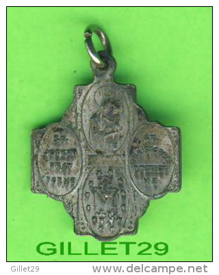 MÉDAILLE RELIGIEUSE - CROIX - AVE - ST JOSEPH PRAY FOR ME - ST CHRISTOPHE PROTECT ME - - Religion & Esotérisme