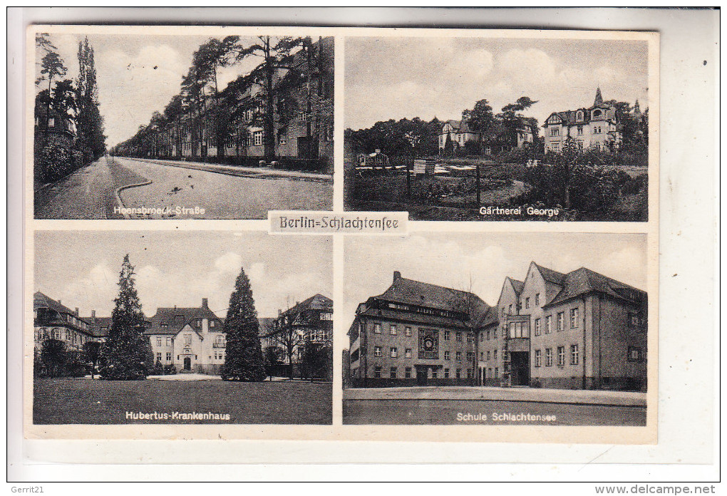 1000 BERLIN - SCHLACHTENSEE, Gärtnerei George, Hoensbroeck-Strasse, Hubertus Krankenhaus, Schule, 1942 - Zehlendorf