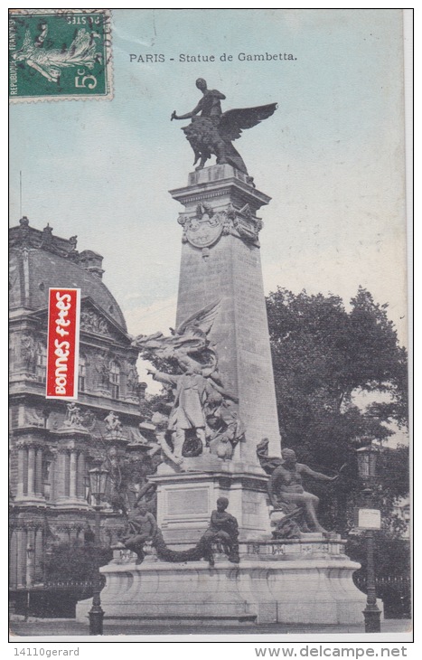 PARIS  Statue De Gambetta (pour Mde Beaumaire 14 Caen) - Statuen