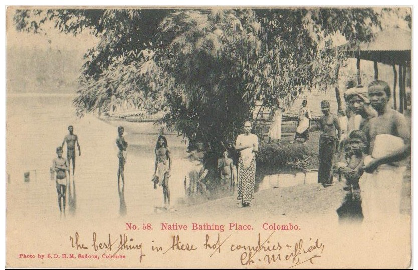 CPA CEYLAN CEYLON COLOMBO Native Bathing Place Timbre Stamp 1905 - Sri Lanka (Ceylon)