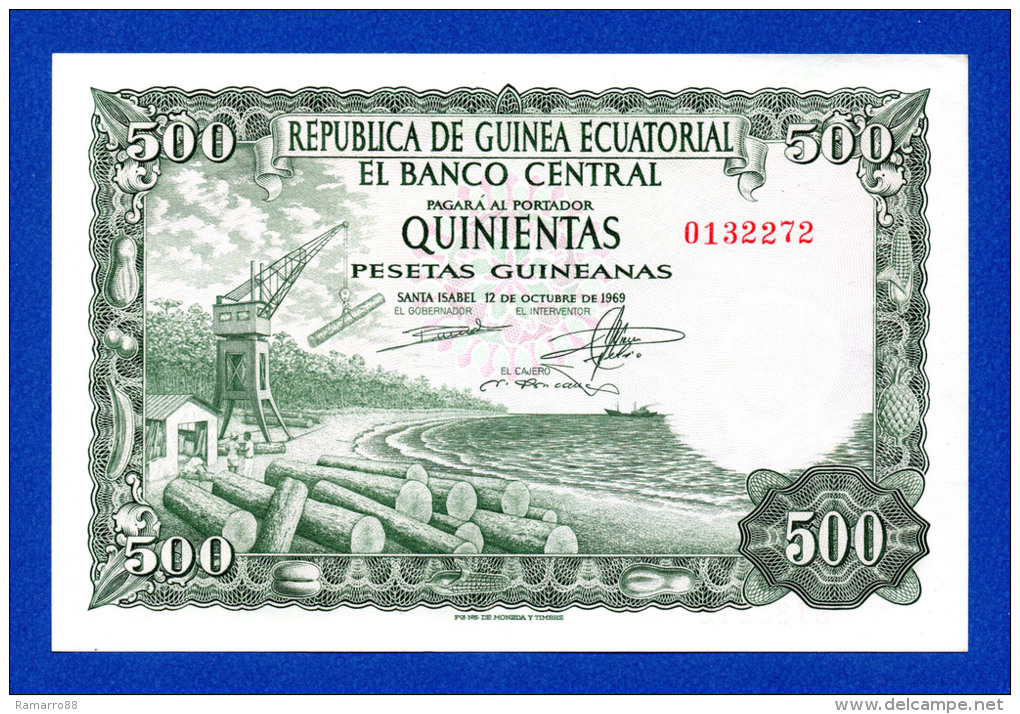 Equatorial Guinea 500 Pesetas Guineanas 1969 Pick 2 AU - Cuba