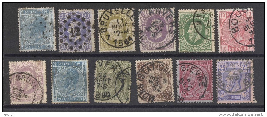 12 Alt - Belgien Marken Dabei Ein Schöner Stempelabschlag Von Der MONS- STATION (?)-vom 13 Juin, 1x 10 Cent- Vom 4. Dec1 - 1884-1891 Leopold II.