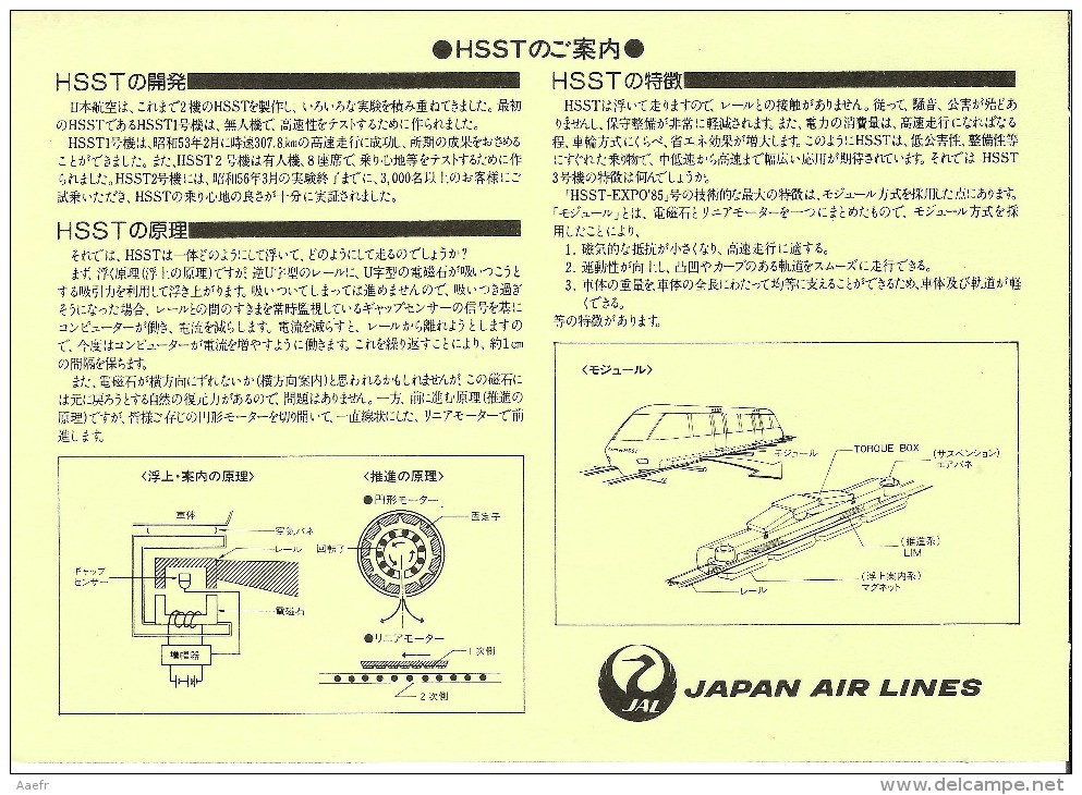 MAGLEV - Autocollants Train Magnétique HSST 3  EXPO 85 Tsukuba, Japon - High Speed Surface Train JAL - Japan Air Lines - Ferrovie