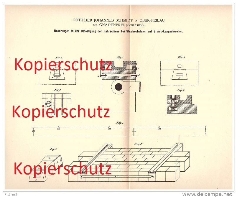 Original Patent - Gottlieb Johannes Schmidt In Ober Peilau / Pilawa Górna , 1880 , Eisenbahn , Gnadenfrei , Schlesien !! - Schlesien