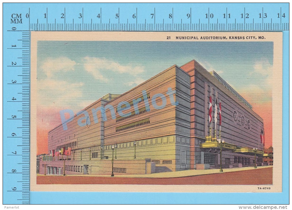 CPSM, Missouri ( Municipal Auditorium Kansas City ) Linen Postcard Recto/Verso - Kansas City – Missouri