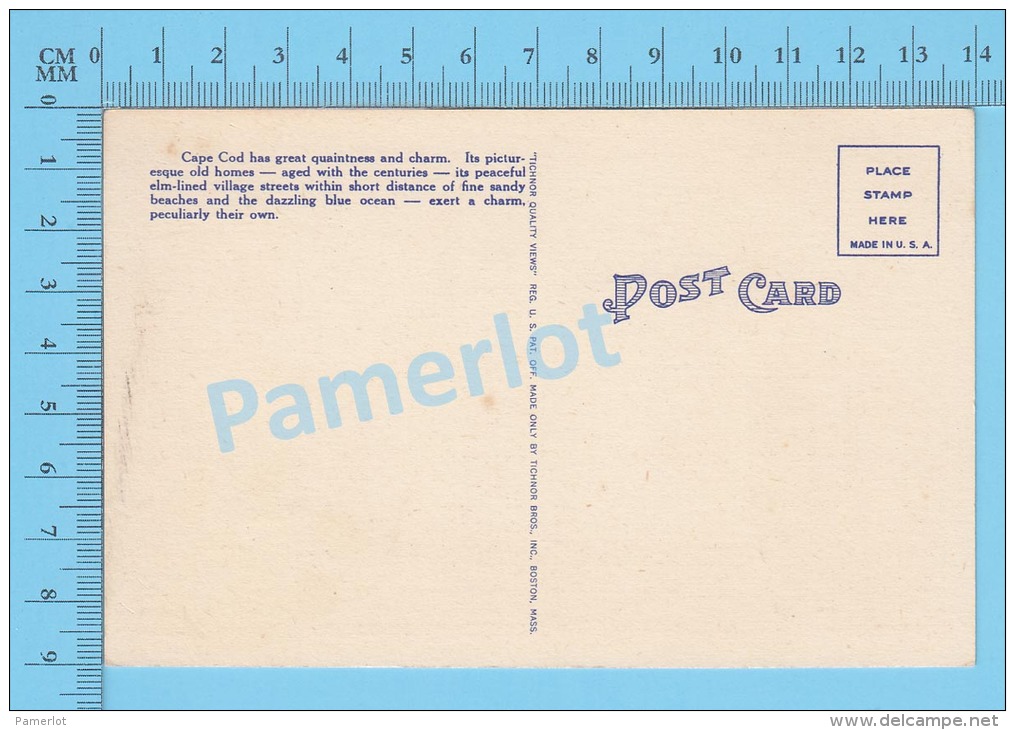 CPSM, Massachusetts ( An Old Cape Code House ) Linen Postcard Recto/Verso - Cape Cod