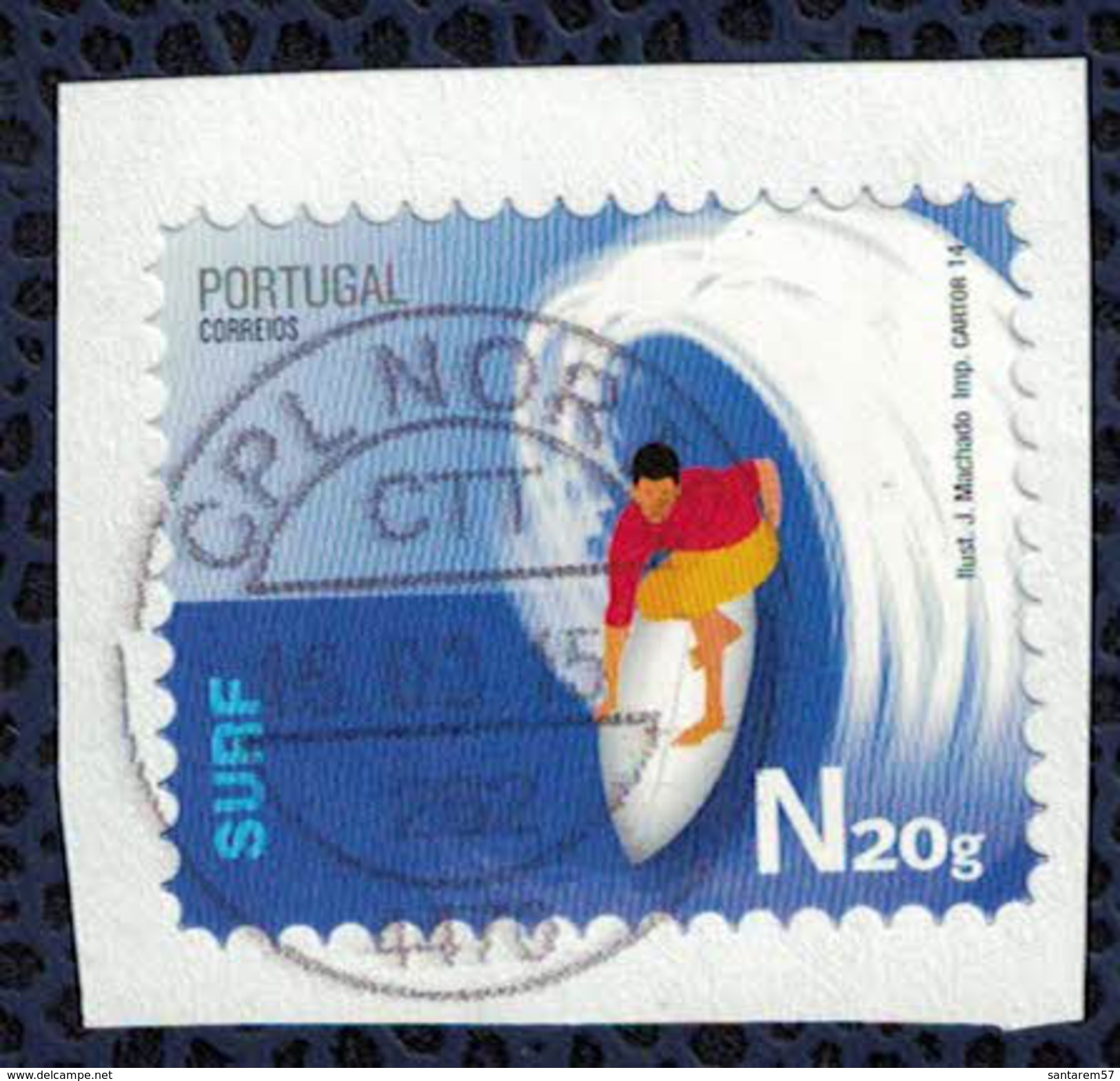 Portugal 2014 Oblitéré Sur Fragment Used Stamp Sports Extrêmes Surf - Gebraucht