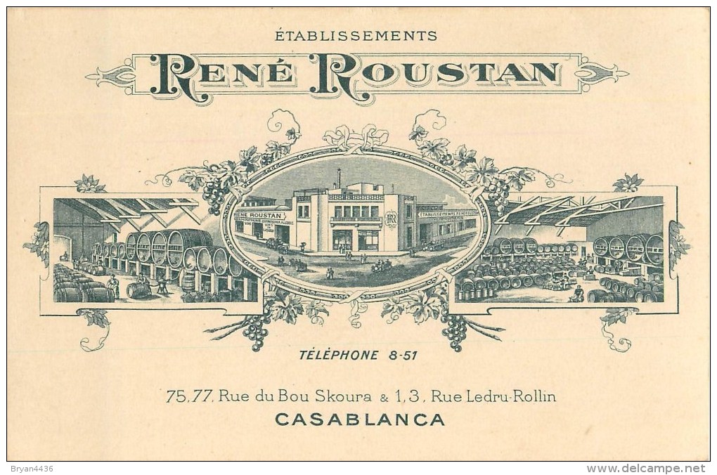 Cpa Pub - Ets René ROUSTAN- à Casablanca - Maroc - ** Vin, Liqueur & Alcool ** - Carte En Bon état. - Autres & Non Classés